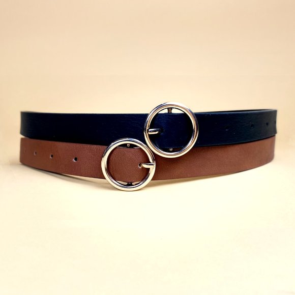 NEW Faux Leather Gold Ring Belt - Picture 3 of 4